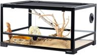 🦎 full glass reptile terrarium 20 gallon by repti zoo - front opening tank 24&quot; x 18&quot;x 12&quot; - amphibian habitat vivarium with double opening doors &amp; top screen ventilation (knock-down) logo