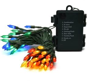 img 2 attached to 🎄 Colorful LED Christmas String Lights Set - 8 Modes, 50 LEDs, Battery Powered with Timer, 17 Feet - Indoor/Outdoor Festive Holiday Tree, Wreaths, Bedroom Decorations