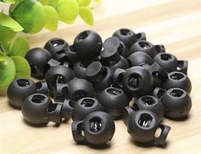 img 1 attached to 🔒 Shapenty Plastic Toggle Spring Loaded Elastic Drawstring Cord Locks, Round Ball Shape, Luggage Lanyard Stopper, Sliding Fastener Buttons, Black, 25PCS