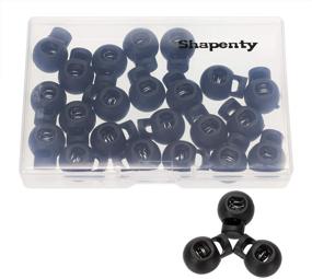 img 3 attached to 🔒 Shapenty Plastic Toggle Spring Loaded Elastic Drawstring Cord Locks, Round Ball Shape, Luggage Lanyard Stopper, Sliding Fastener Buttons, Black, 25PCS