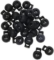 🔒 shapenty plastic toggle spring loaded elastic drawstring cord locks, round ball shape, luggage lanyard stopper, sliding fastener buttons, black, 25pcs logo