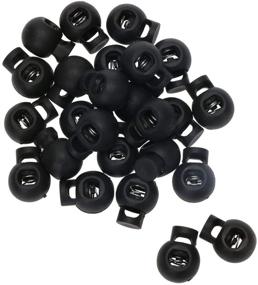 img 4 attached to 🔒 Shapenty Plastic Toggle Spring Loaded Elastic Drawstring Cord Locks, Round Ball Shape, Luggage Lanyard Stopper, Sliding Fastener Buttons, Black, 25PCS