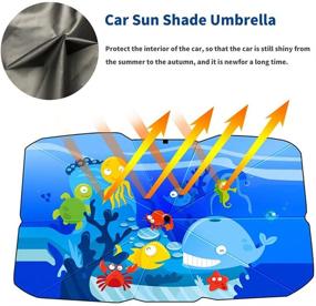 img 3 attached to 🌞 Colorful Foldable Sedan SUV Car Sun Shade Umbrella - Protect from UV Rays and Heat, Keep Your Car Cool! Easy to Use/Store - 57''x 31''