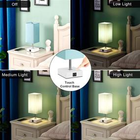 img 3 attached to 3-Way Dimmable Aqua Touch Control Lamp with USB Ports - Seealle Bedside Nightstand Light for Bedroom Living Room Office Reading, Green Desk Lamp with Included Bulb