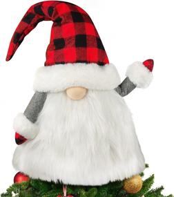 img 4 attached to 🎄 Decorate your Christmas Tree with a 27.5 Inch Swedish Tomte Gnome Topper - Santa Gnomes Plush Scandinavian Christmas Decorations with Plaid Hat