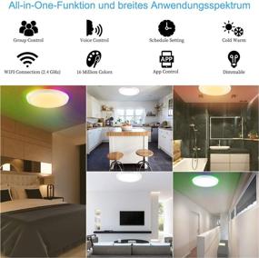 img 3 attached to Ansody Smart LED Ceiling Light Flush Mount, WiFi Voice Control, 16 Million RGB Color Changing, Ceiling Light Fixtures with Alexa, Google Home Compatible, 35W 12 Inch, for Bedroom, Living Room