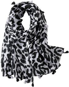 img 4 attached to FENICAL Leopard Scarf Animal Cotton Women's Accessories for Scarves & Wraps