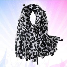 img 3 attached to FENICAL Leopard Scarf Animal Cotton Women's Accessories for Scarves & Wraps