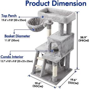 img 3 attached to 🐱 Premium Rabbitgoo Cat Tree: Multi-Level Tower with Large Perch, Scratching Posts & Hammock - Ideal for Small Cats and Kittens, Play and Rest in Style - 39" Tall