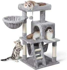 img 4 attached to 🐱 Premium Rabbitgoo Cat Tree: Multi-Level Tower with Large Perch, Scratching Posts & Hammock - Ideal for Small Cats and Kittens, Play and Rest in Style - 39" Tall