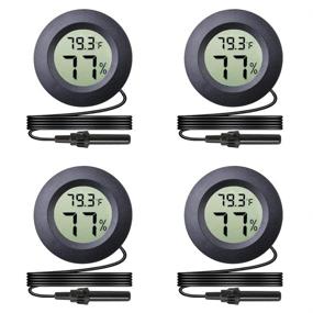 img 4 attached to 🌡️ Veanic 4-Pack Mini Digital Hygrometer Thermometer with Probe: Indoor Outdoor LCD Display for Temperature & Humidity Measurement in Incubators, Terrariums, Reptile Habitats, Plant Care, Humidors, and Guitar Cases