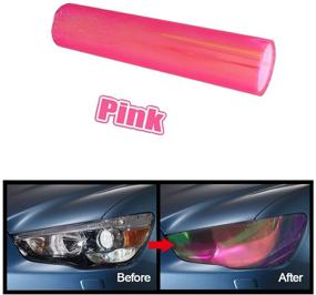 img 2 attached to Pink 12 By 80 Inchs Self Adhesive Shiny Chameleon Headlights Films Tint Vinyl Film