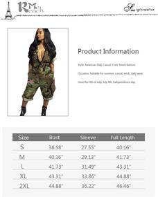 img 1 attached to Camo Jumpsuit Shorts for Women - Short Sleeve with Pockets, Perfect for Independence Day and Beyond