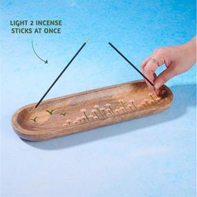 img 2 attached to 🔥 Folkulture Incense Holder - Modern Ash Catcher for Home Décor, Fire Resistant Wooden Tray for Incense Sticks, Mango Wood - Tulip Design