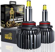 💡 light moses 9005 hb3 led headlight bulbs: 360-degree premium 6,000k sky white, 12,000lm super bright, 90w high low beam – unmatched illumination logo