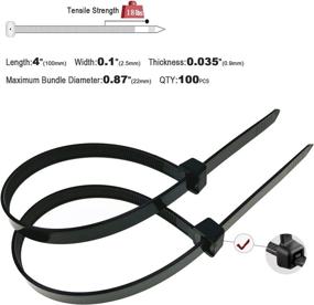 img 3 attached to 🔗 G-WILL 4-Inch Nylon Cable Zip Ties - 100 Pack, Black - Heavy Duty, Ultra Strong and Durable (18 lbs) - Indoor and Outdoor Multiple-use - UV and Heat Resistant - Self-locking Tie Wraps for Effective Cord and Wire Management