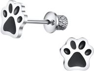 🐾 hypoallergenic surgical steel puppy paw print stud earrings for girls with secure safety screwback logo