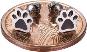 img 3 attached to 🐾 Hypoallergenic Surgical Steel Puppy Paw Print Stud Earrings for Girls with Secure Safety Screwback