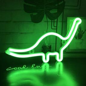 img 4 attached to Cute Dinosaur Night Light: LED Neon Signs Dino Lamp for Kids' Gift & Bedroom Decor, Battery/USB Operated Table Night Light Signs