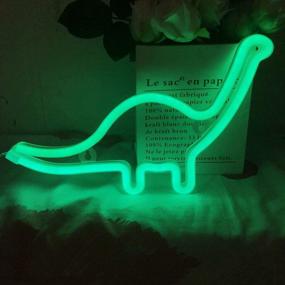 img 1 attached to Cute Dinosaur Night Light: LED Neon Signs Dino Lamp for Kids' Gift & Bedroom Decor, Battery/USB Operated Table Night Light Signs