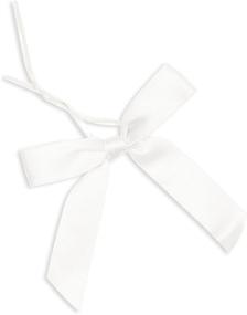 img 4 attached to 🎁 100 Pack of Elegant Twist Tie Bows: Pretied White Satin Ribbon for Gift Bags (2.5 x 3 in)