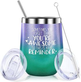 img 4 attached to Premium Stainless Steel Wine Tumbler with Lid - Perfect Birthday, Thank You, and Inspirational Gifts for Women, Men, Friends, BFF, Mom, and Coworkers