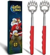🐻 2 telescopic back scratcher set - santa's claws extendable back massager. hilarious stocking stuffer for men, dads, women, and adults. christmas bear claw massage tool for back, neck, dogs, cats logo