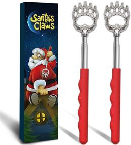 img 4 attached to 🐻 2 Telescopic Back Scratcher Set - Santa's Claws Extendable Back Massager. Hilarious Stocking Stuffer for Men, Dads, Women, and Adults. Christmas Bear Claw Massage Tool for Back, Neck, Dogs, Cats