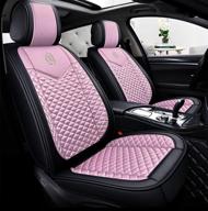 🚗 seemehappy bling girly pink car seat covers - full set for women, leather and silk, universal fit - pink-basic logo
