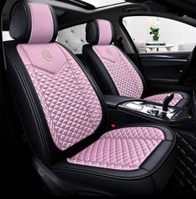 img 4 attached to 🚗 seemehappy Bling Girly Pink Car Seat Covers - Full Set for Women, Leather and Silk, Universal Fit - Pink-Basic