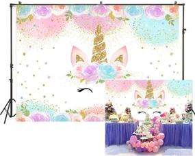 img 2 attached to 🌈 Mocsicka Rainbow Unicorn Backdrop: Perfect Party Decorations for Girls - Princess-Themed Watercolor Floral Unicorn Backdrop - Ideal for Children's Birthday Party and Studio Props (5x3ft)