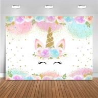 🌈 mocsicka rainbow unicorn backdrop: perfect party decorations for girls - princess-themed watercolor floral unicorn backdrop - ideal for children's birthday party and studio props (5x3ft) logo