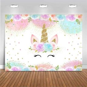 img 4 attached to 🌈 Mocsicka Rainbow Unicorn Backdrop: Perfect Party Decorations for Girls - Princess-Themed Watercolor Floral Unicorn Backdrop - Ideal for Children's Birthday Party and Studio Props (5x3ft)