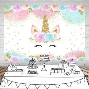 img 3 attached to 🌈 Mocsicka Rainbow Unicorn Backdrop: Perfect Party Decorations for Girls - Princess-Themed Watercolor Floral Unicorn Backdrop - Ideal for Children's Birthday Party and Studio Props (5x3ft)
