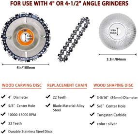 img 3 attached to 🪚 CZS Woodcarving Disc 4/4.5 Inch Angle Grinder Wheel Disc for Woodworking Circular Chain Saw Blades and Coarse Discs - Fits 100/115 mm Angle Grinder, 22 Teeth, 5/8” Arbor (Replacement Chain Included)
