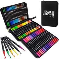 🎨 scopow 60 dual tip markers & highlighters set - ideal for adult coloring, fine & brush tip coloring art drawing markers for artists, coloring books, journaling, and planning - complete with markers case logo