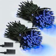 🎄 2-pack 75ft 200led connectable christmas lights: green wire led string lights for indoor & outdoor décor – waterproof twinkle mini lights for xmas tree, room (blue) logo
