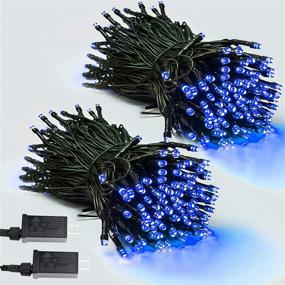 img 4 attached to 🎄 2-Pack 75ft 200LED Connectable Christmas Lights: Green Wire LED String Lights for Indoor & Outdoor Décor – Waterproof Twinkle Mini Lights for Xmas Tree, Room (Blue)