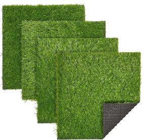 img 4 attached to 🌱 Synthetic Grass Mat Squares, Artificial Turf Patch for Decor, Placemats, Table Runner (12 x 12 in, 4 Pack)