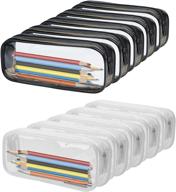 🖋️ wuweot 10 pack clear pencil case: large capacity pvc makeup pouch for school, office, and travel storage - black+white logo