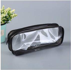 img 2 attached to 🖋️ WUWEOT 10 Pack Clear Pencil Case: Large Capacity PVC Makeup Pouch for School, Office, and Travel Storage - Black+White