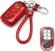 senauto quicksand full protect key fob cover for honda civic accord crv hrv pilot odyssey (red) logo