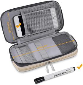 img 3 attached to 📚 Gray Puroma Pencil Case with Two Compartments – Large Zippered Storage Pouch Bag for Students, Office, College, Middle & High School