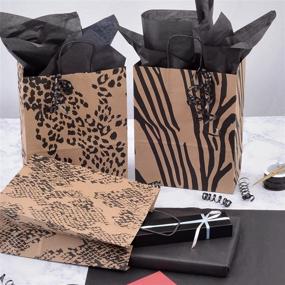 img 3 attached to Debbie Medium Large: 100 Pcs. Animal Print Brown Paper Bags with Handles - Cheetah, Zebra, Leopard - Ideal for Shopping, Gifts, Parties, and More!