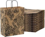 debbie medium large: 100 pcs. animal print brown paper bags with handles - cheetah, zebra, leopard - ideal for shopping, gifts, parties, and more! logo