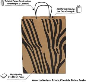 img 1 attached to Debbie Medium Large: 100 Pcs. Animal Print Brown Paper Bags with Handles - Cheetah, Zebra, Leopard - Ideal for Shopping, Gifts, Parties, and More!