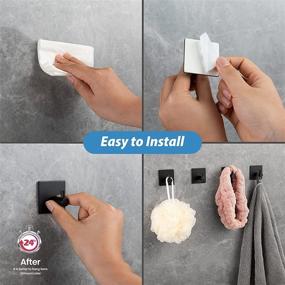 img 2 attached to 🔧 HITSLAM Heavy Duty Adhesive Towel Hooks - Waterproof Stainless Steel for Bathroom Shower - Towel Hanger 4 Packs Black - Stick on Wall Hooks