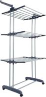 👕 fubullish collapsible 3 tier laundry rack stand with folding wings & wheels | foldable clothes drying rack | garment clothes hanger station floor mounted indoor dryer logo