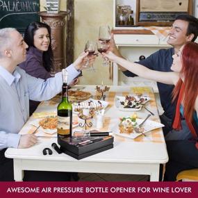 img 4 attached to 🍾 Efficient Wine Bottle Opener Set with Air Pressure Remover Pump & Accessory Tools: Cork Remover, Pourer, Foil Cutter, and Vacuum Stopper – Ideal Handheld Wine Pump!