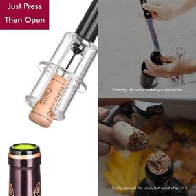 img 3 attached to 🍾 Efficient Wine Bottle Opener Set with Air Pressure Remover Pump & Accessory Tools: Cork Remover, Pourer, Foil Cutter, and Vacuum Stopper – Ideal Handheld Wine Pump!